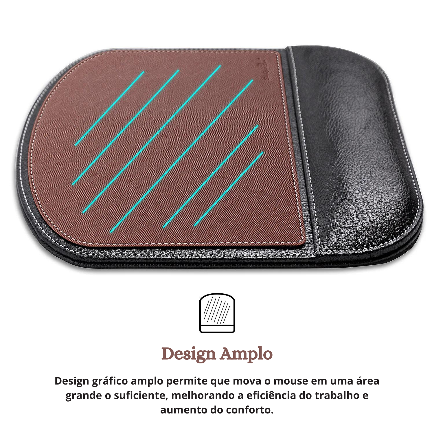 Mousepad em Couro com Descanso de Pulso - Confort Leather