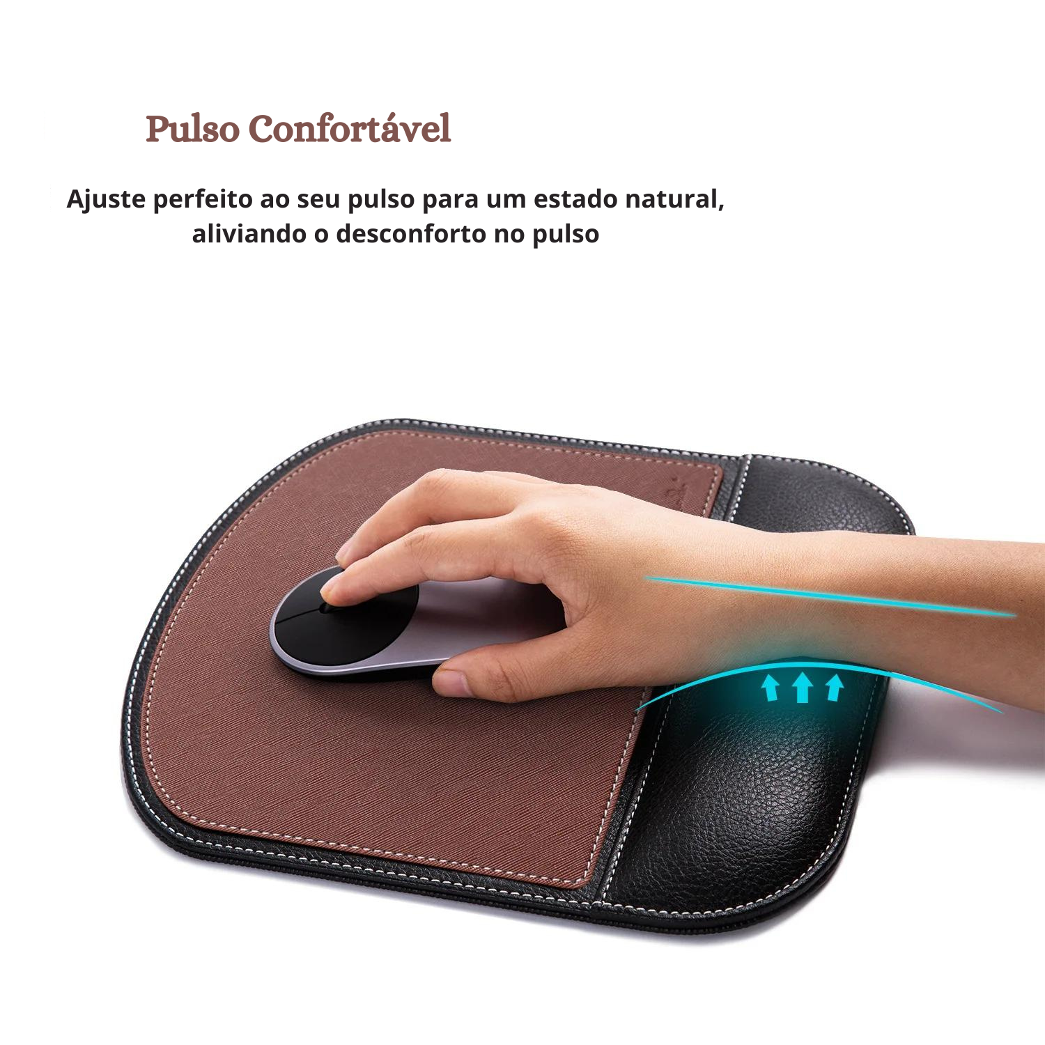 Mousepad em Couro com Descanso de Pulso - Confort Leather