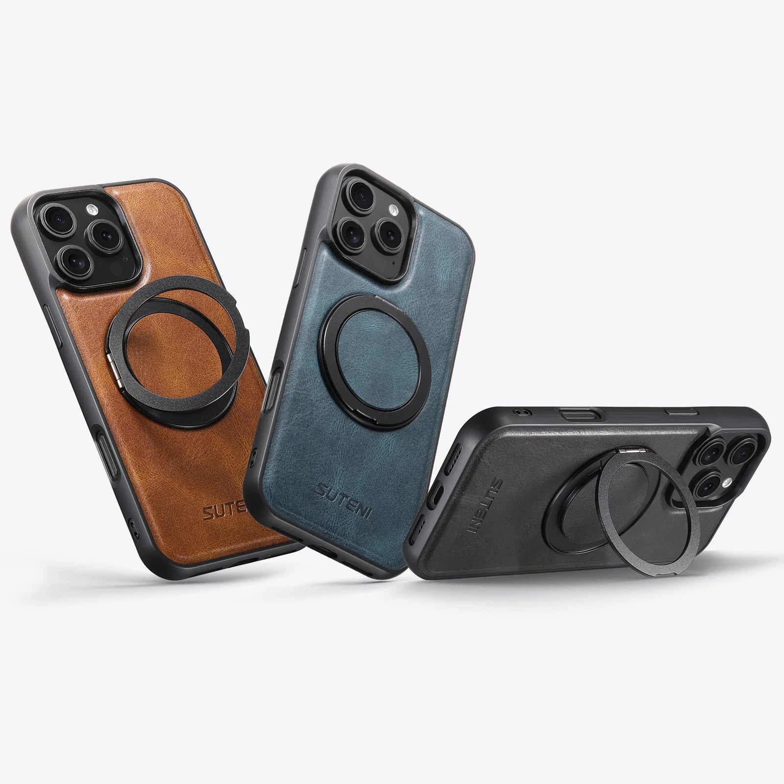 Case iPhone Magnetic 360° em Couro Suteni