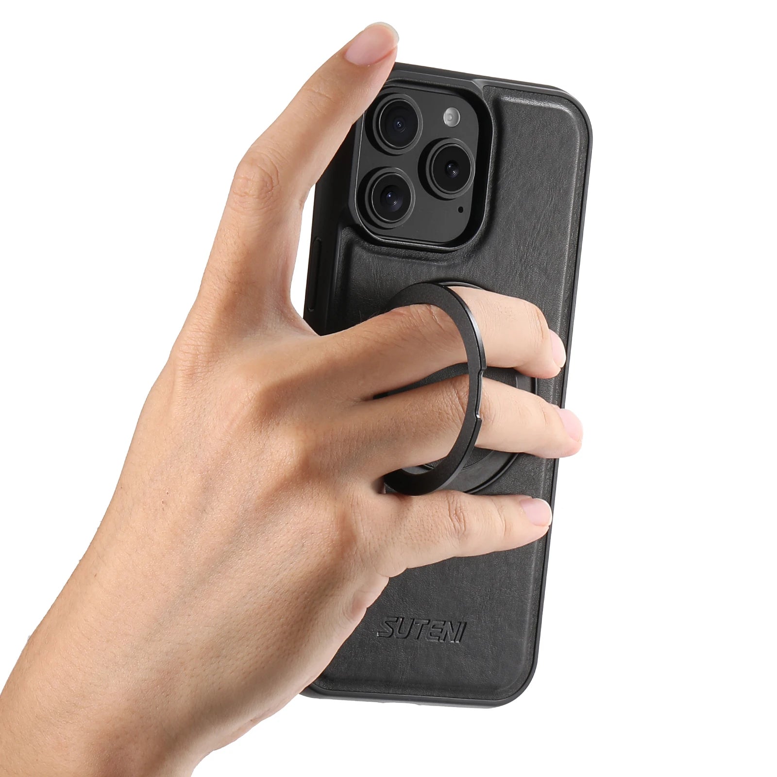 Case iPhone Magnetic 360° em Couro Suteni