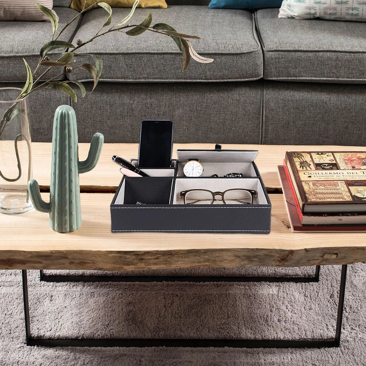 Bandeja Organizadora em Couro e Veludo - Royal