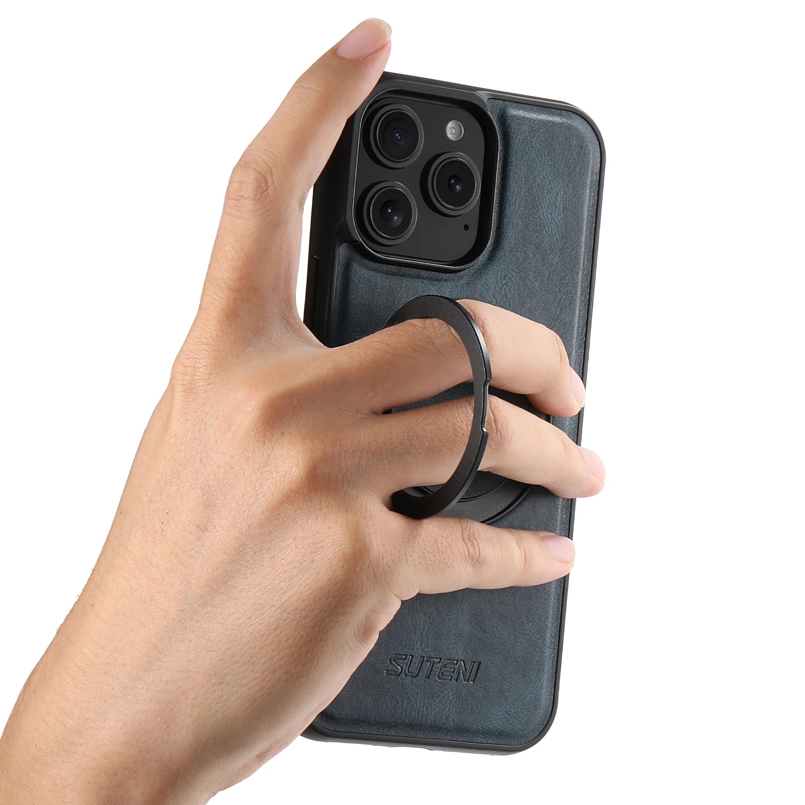 Case iPhone Magnetic 360° em Couro Suteni