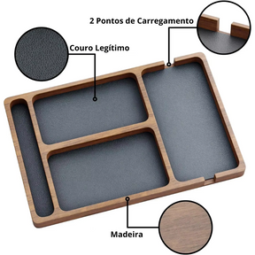 Organizador de Mesa Dockwood Elite em Madeira Premium