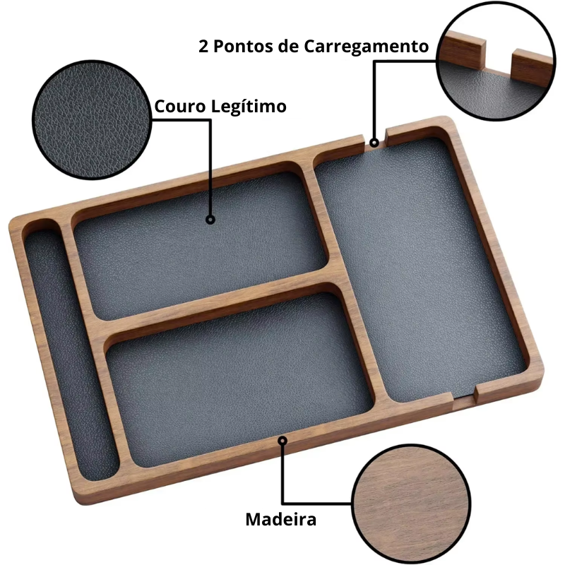 Organizador de Mesa Dockwood Elite em Madeira Premium