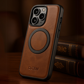 Case iPhone Magnetic 360° em Couro Suteni