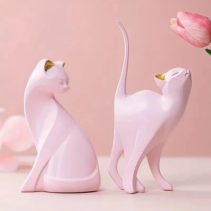 Escultura Decorativa - Couple Cats